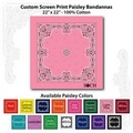 22"x22" Light Pink Custom Printed Paisley Imported 100% Cotton Bandanna